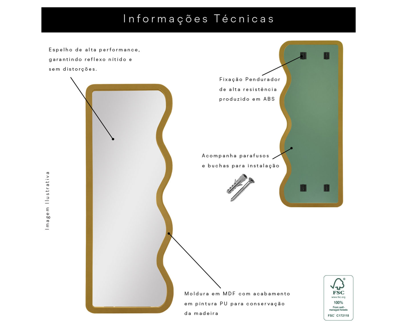 Espelho de Ch&atilde;o Wave Org&acirc;nico Dourado image number 6