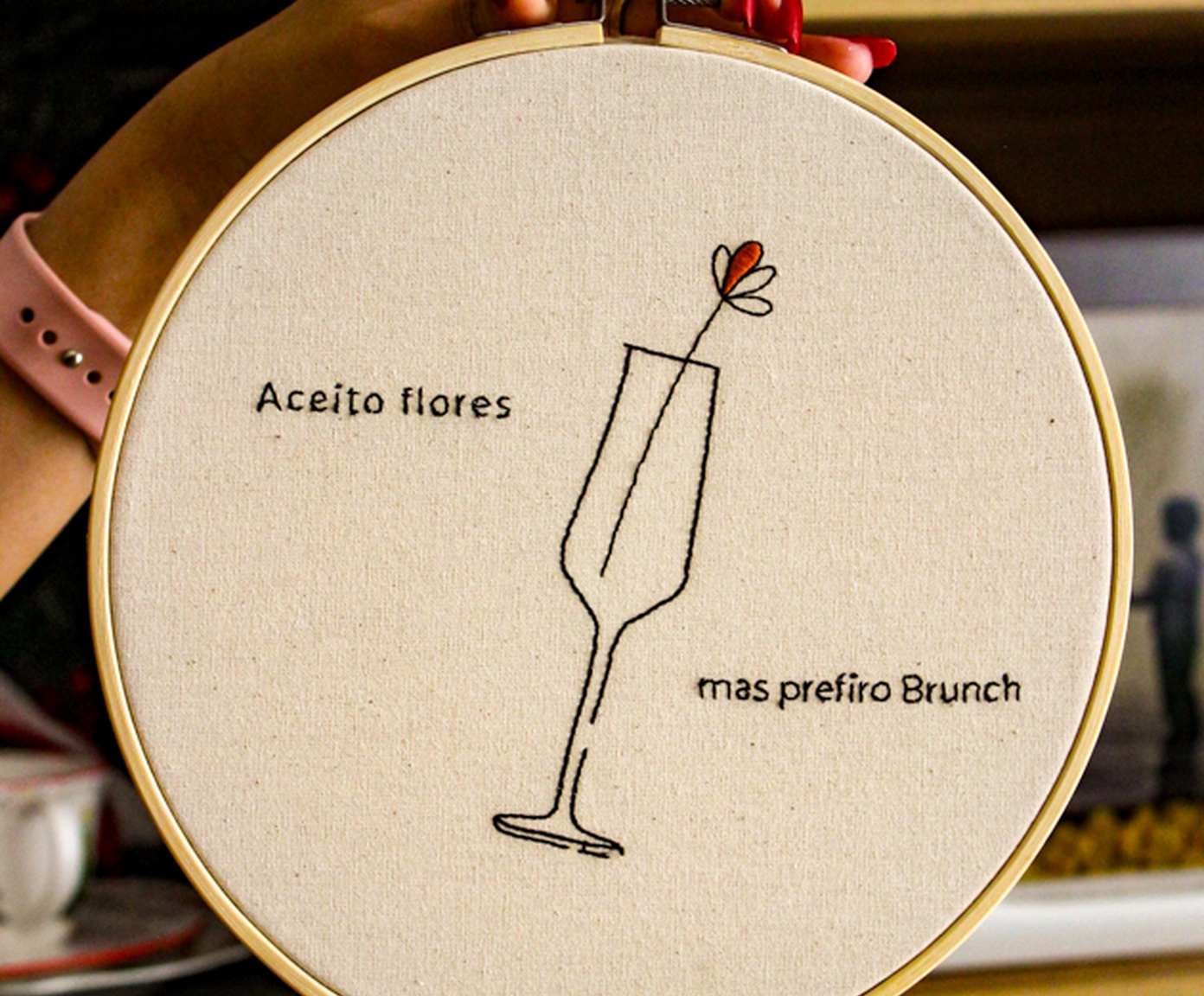 Bordado Decorativo "Aceito Flores" image number 3