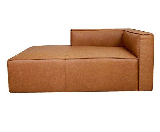 Sof&aacute; M&oacute;dulo Chaise Mensa em Couro Caramelo image number 2