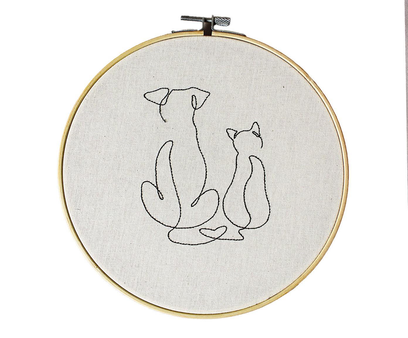 Bordado Decorativo "C&atilde;o e Gato" image number 0