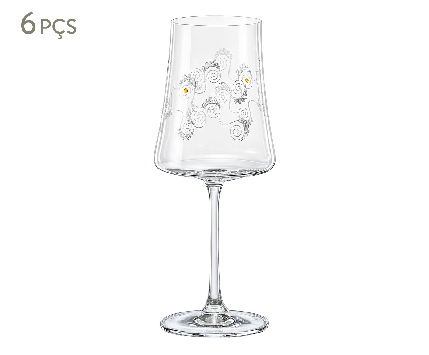 Jogo de Ta&ccedil;as para Vinho Vesna Pantografada em Cristal Ecol&oacute;gico image number 0