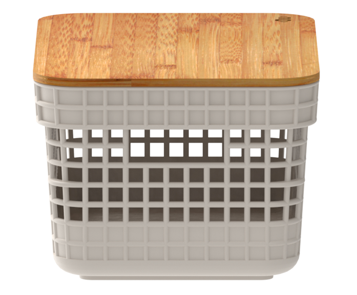 Cesto com Tampa em Bambu Grid Creme image number 2