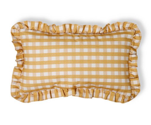 Capa de Almofada Retangular Estampada com Babados Vichy Elena Amarelo image number 0
