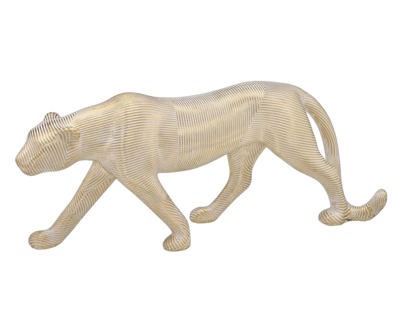 Pantera Decorativa Goldara Branco e Dourado image number 0