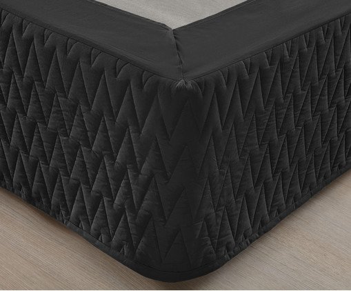 Saia para Cama Box Matelass&ecirc; Zig Preta 200 Fios - image 1
