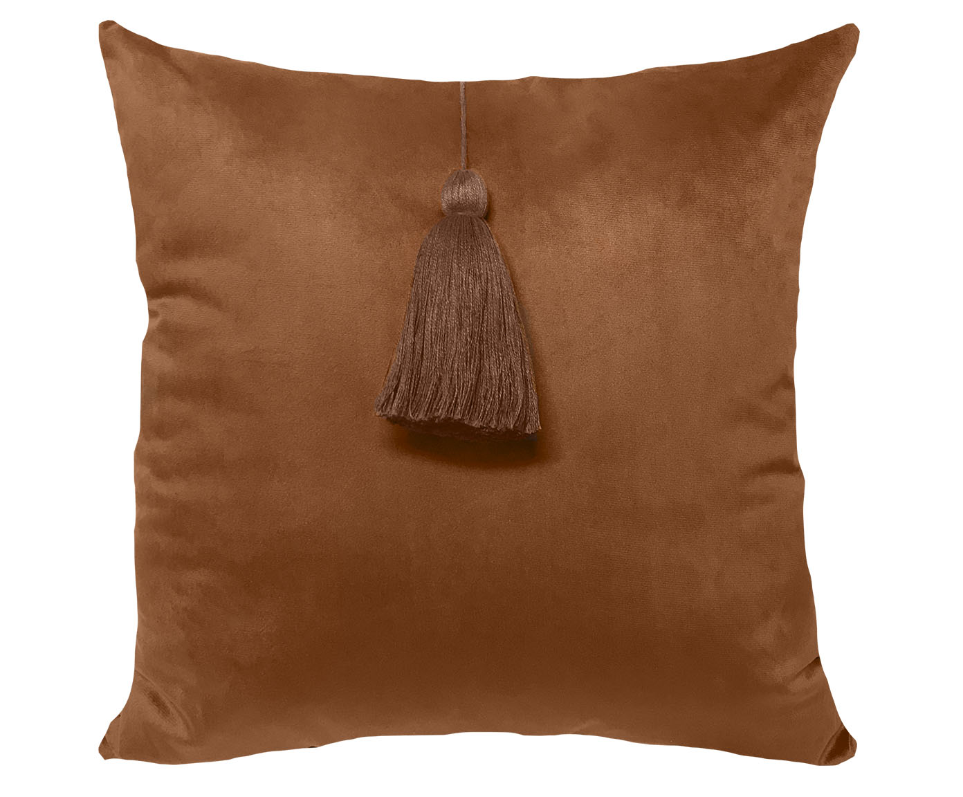 Almofada em Veludo Lisa com Pingente Mod Line Ocre - image 0