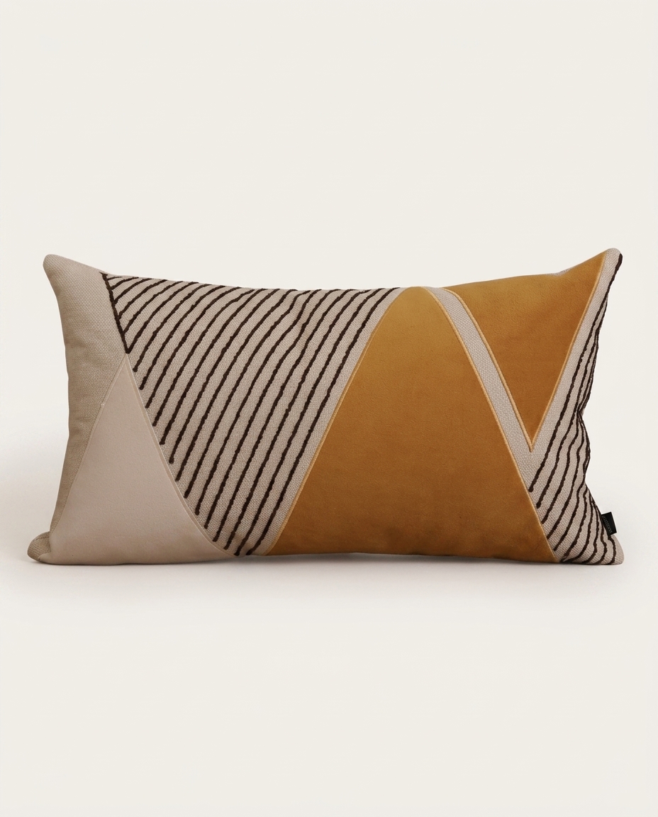 Almofada Boho em Linho Off White Bordado Caramelo - image 0