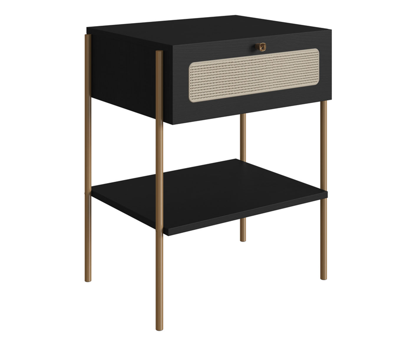 Mesa de Cabeceira Tela Oslo Nero e Dourado - image 0