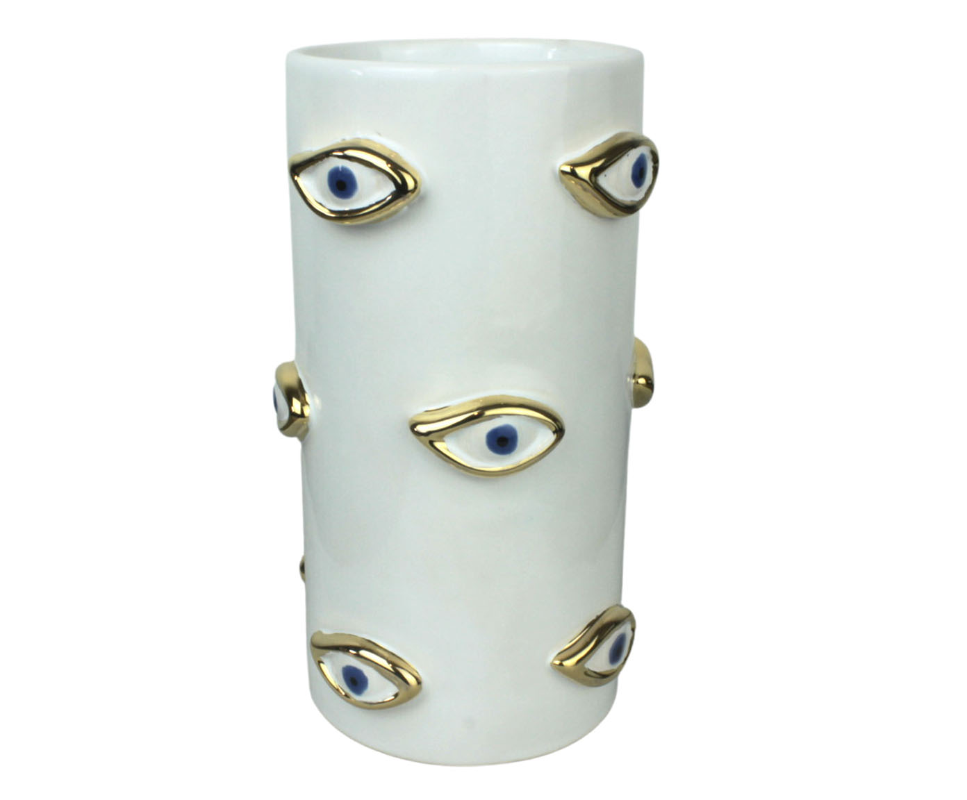 Vaso Olho Grego Branco com Ouro image number 0