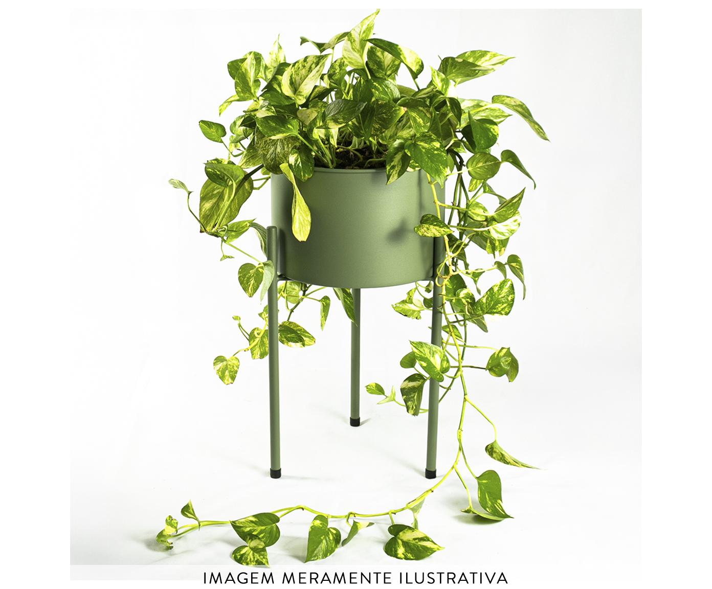 Suporte de Plantas com Vaso Humait&aacute; 2.0 Verde Oliva - image 1