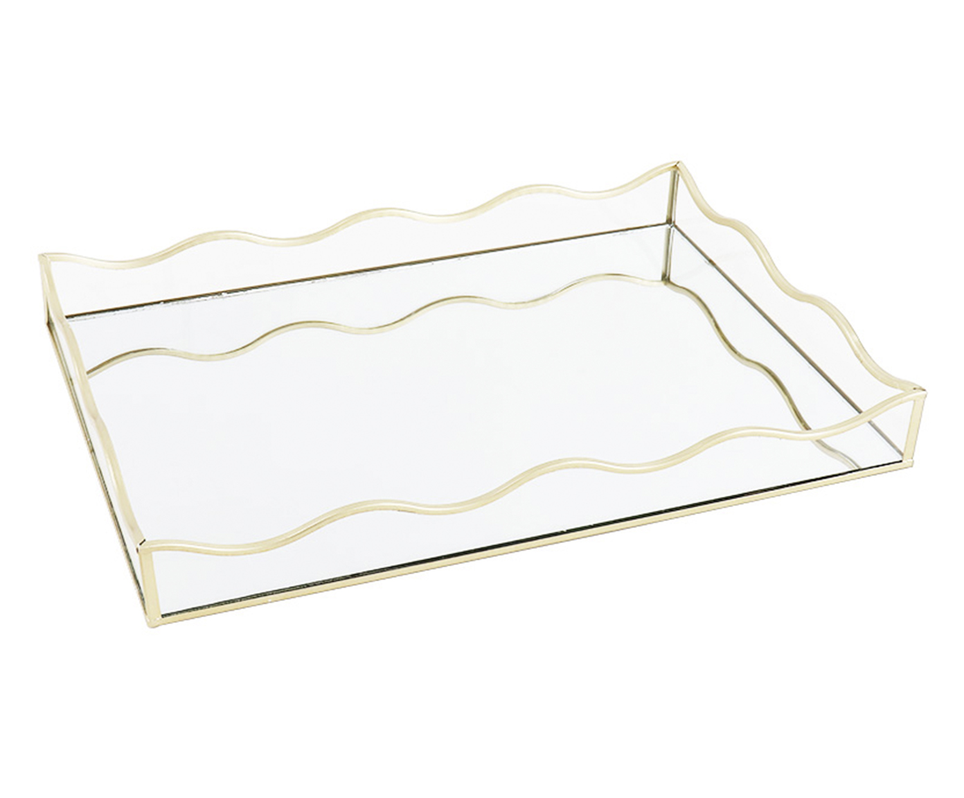 Bandeja Decorativa com Espelho Exquis Dourado Fosco Grande - image 0