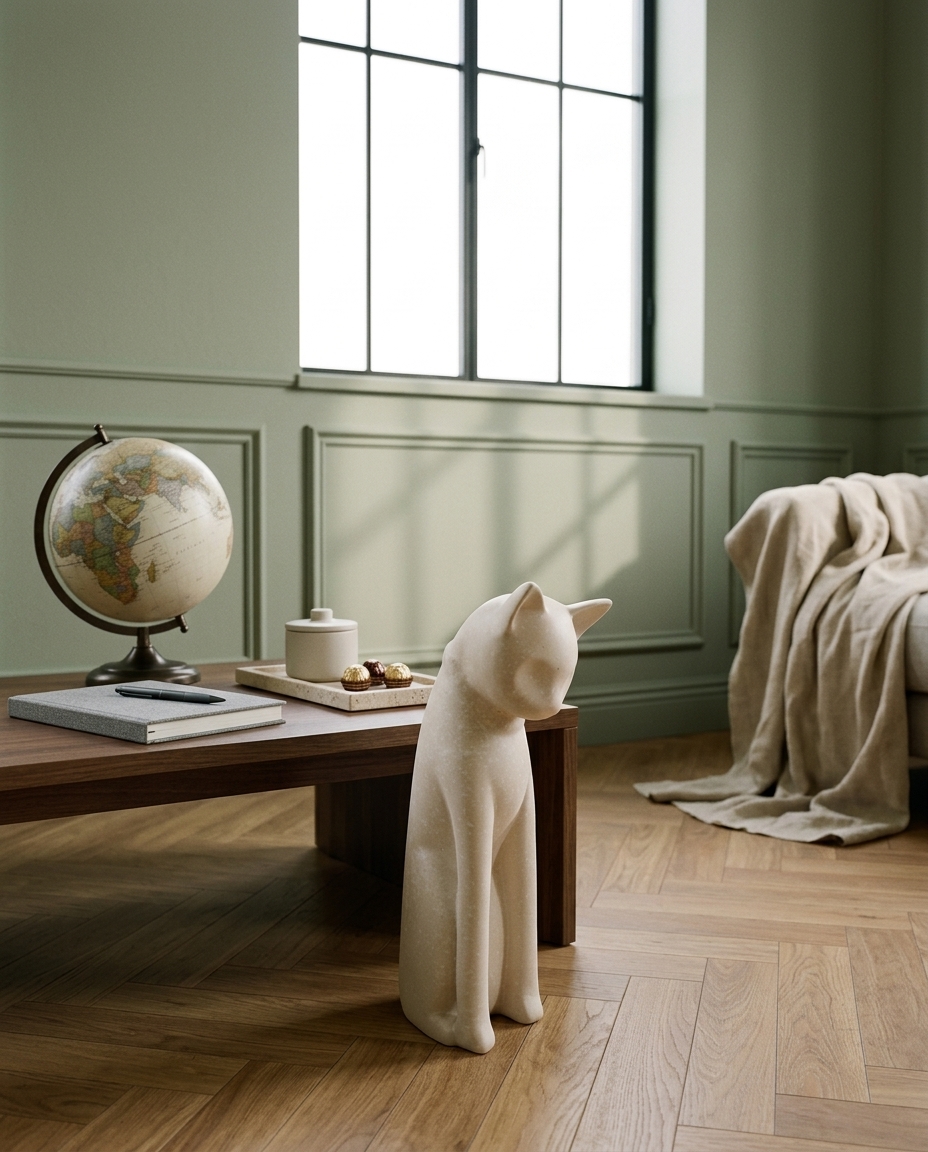 Escultura Gato Spots Creme - image 1