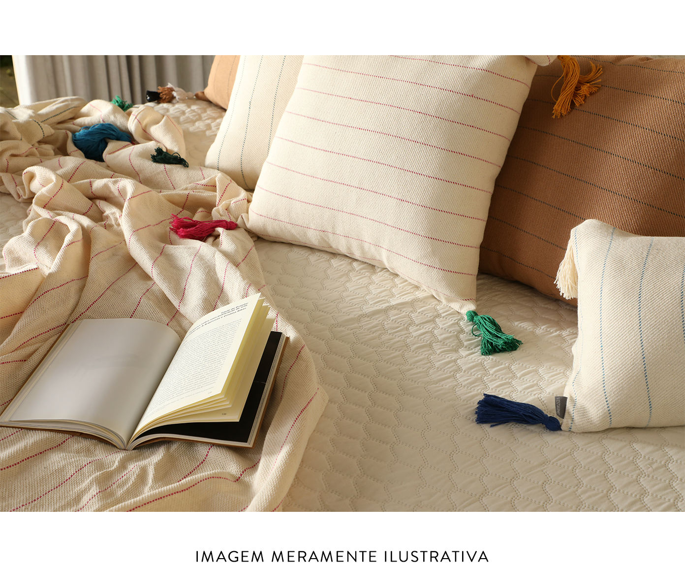 Capa de Almofada com Tassel Terra Telha e Bege image number 7