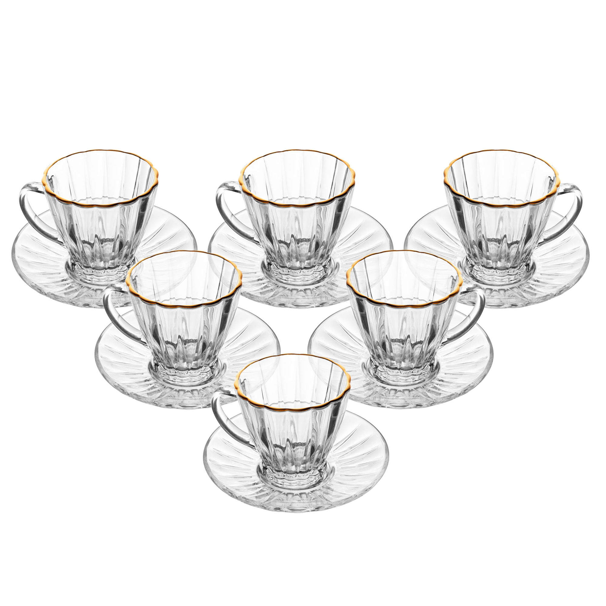 Jogo de X&iacute;caras para Caf&eacute; Fio Dourado e Pires Radial image number 2