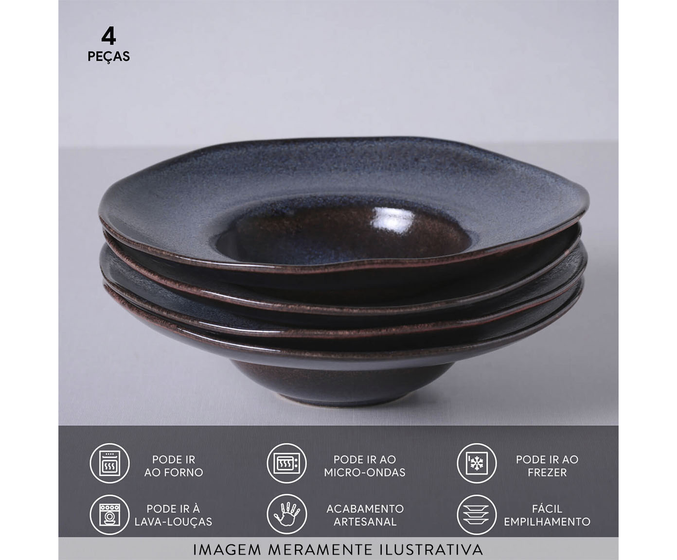 Jogo de Pratos para Massa Org&acirc;nico Titanium Azul Escuro image number 4