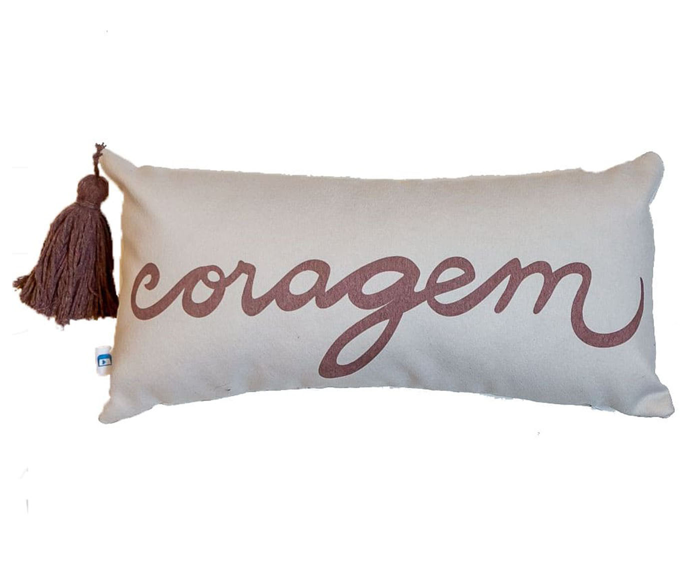Almofada Baguete Coragem Marrom e Bege image number 0