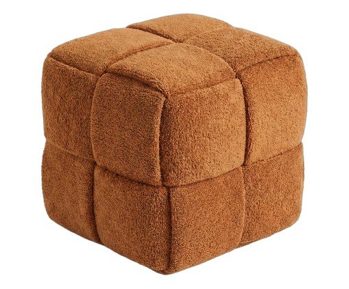 Pufe Cubo em Boucl&eacute; Terracota - image 0