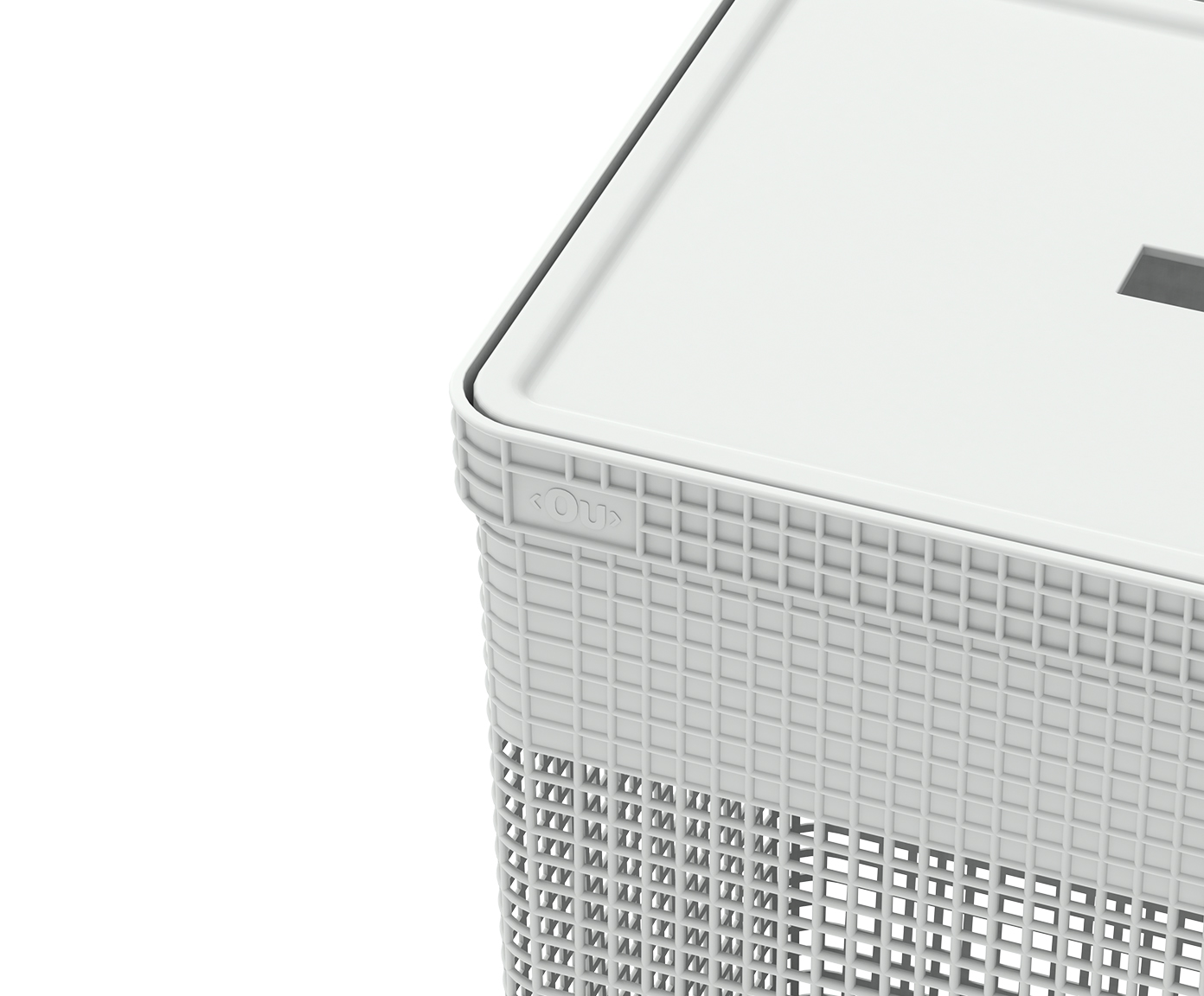 Cesto de Roupas com Tampa Grid Branco image number 3