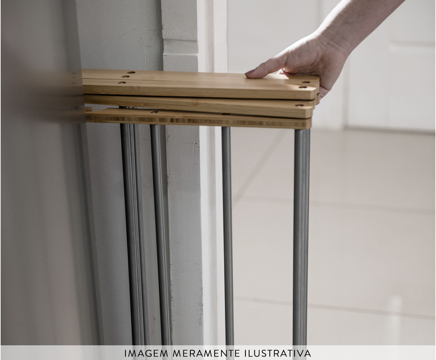 Varal Horizontal em Bambu Simplo Branco image number 2