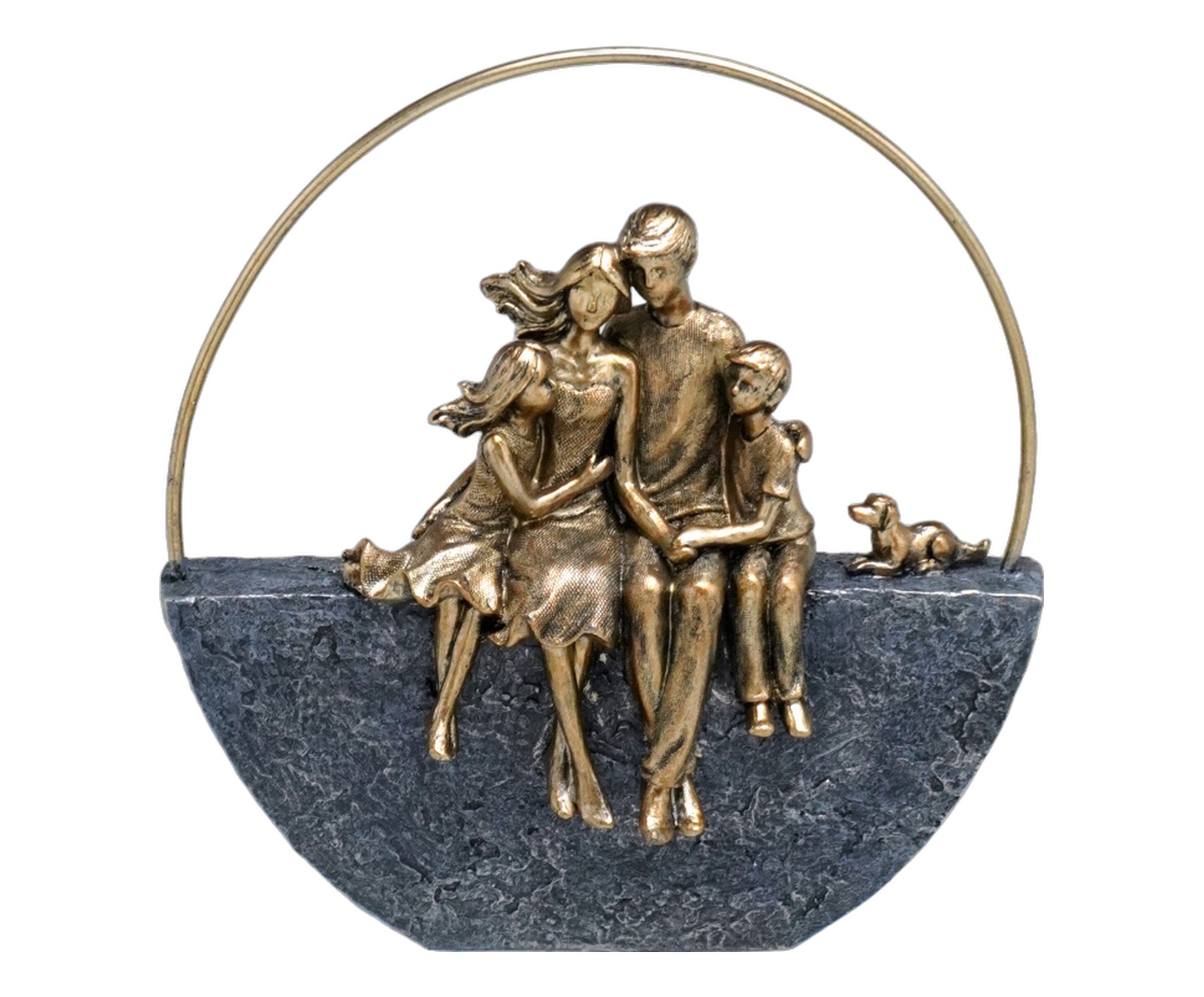 Fam&iacute;lia com Pet Decorativa Domus Cinza e dourado image number 0