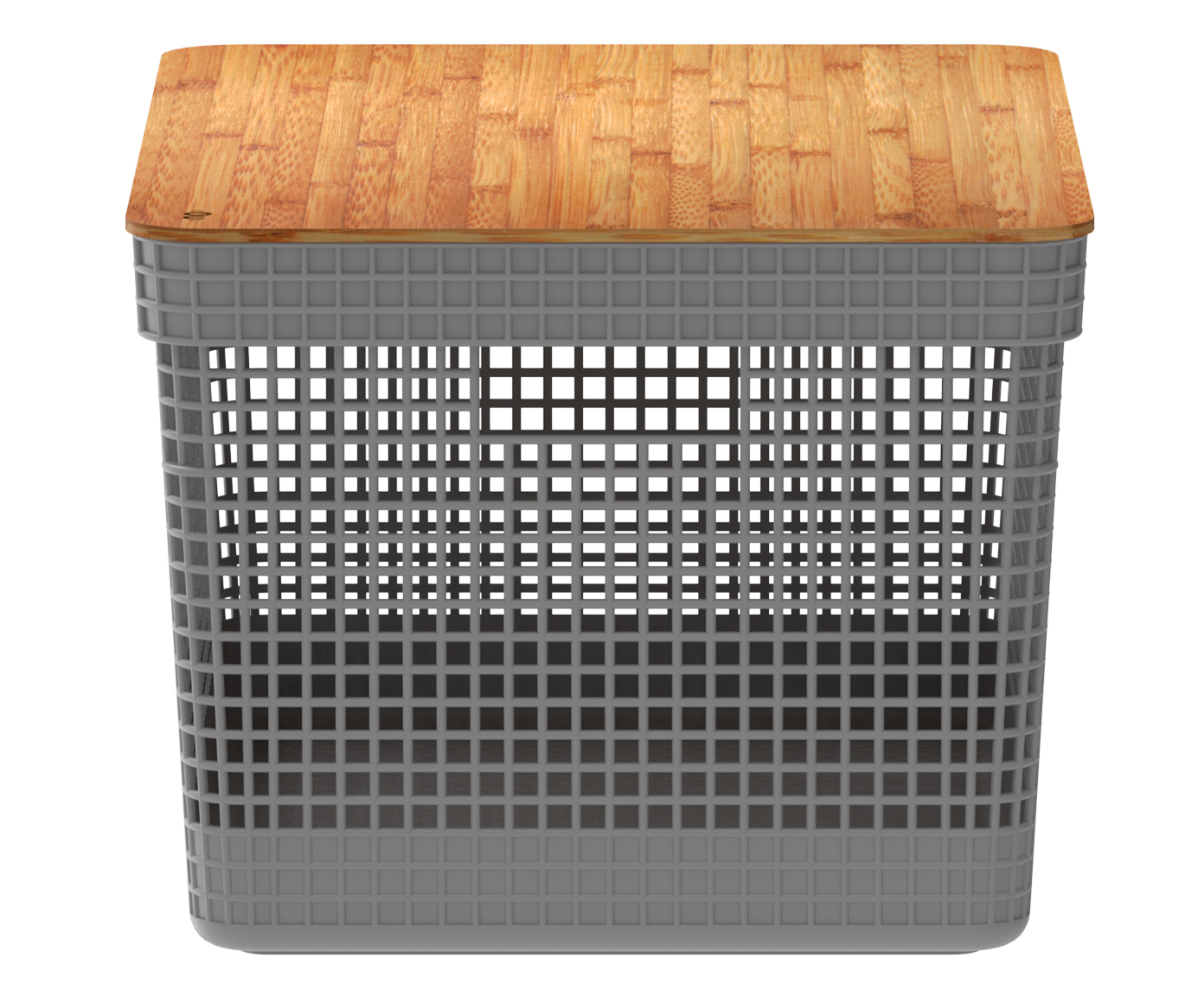 Cesto com Tampa em Bambu Grid I Cinza image number 2