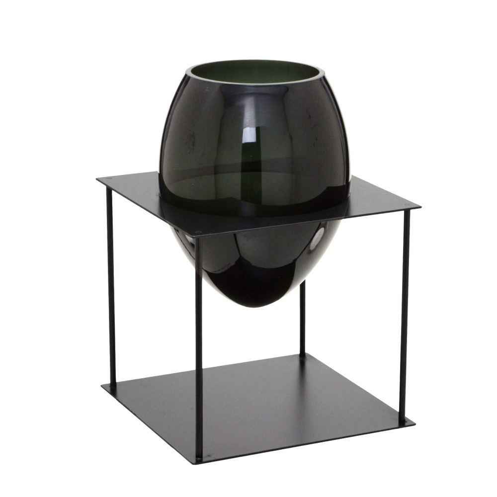 Vaso com Suporte Decorativo Fume e Preto image number 0