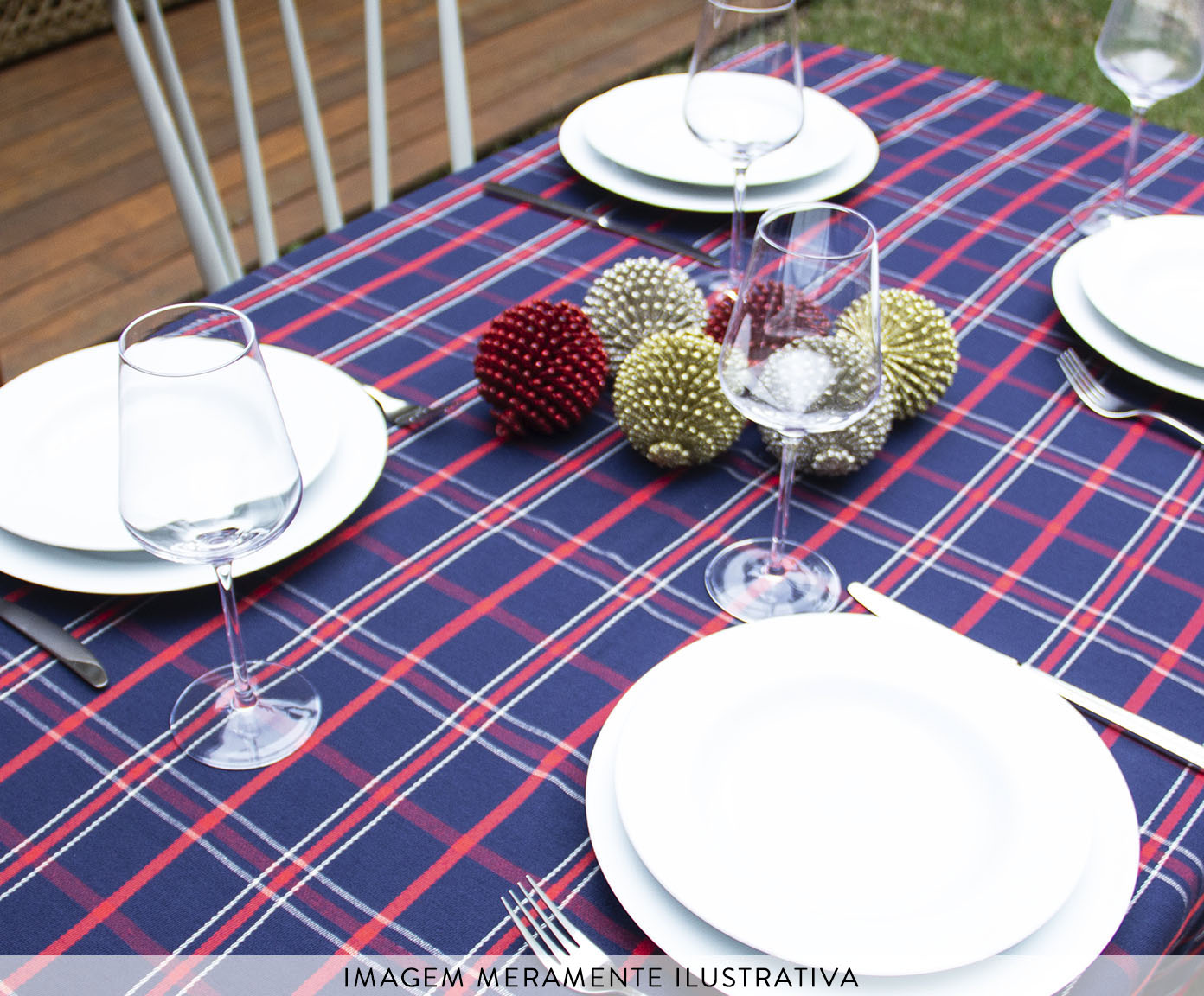 Toalha de Mesa Xadrez Azul e Vermelho image number 5
