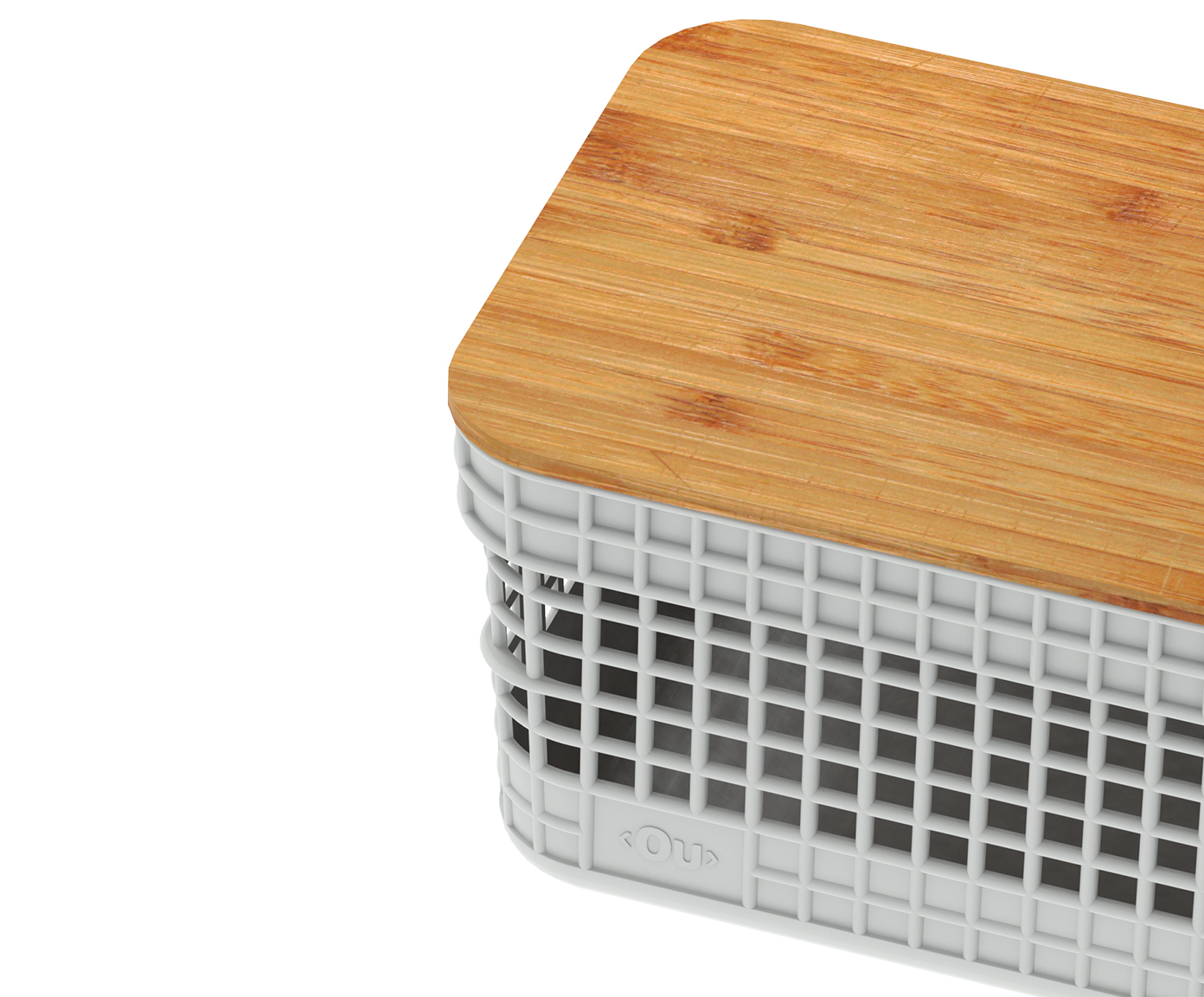 Cesto com Tampa em Bambu Grid II Branco image number 3