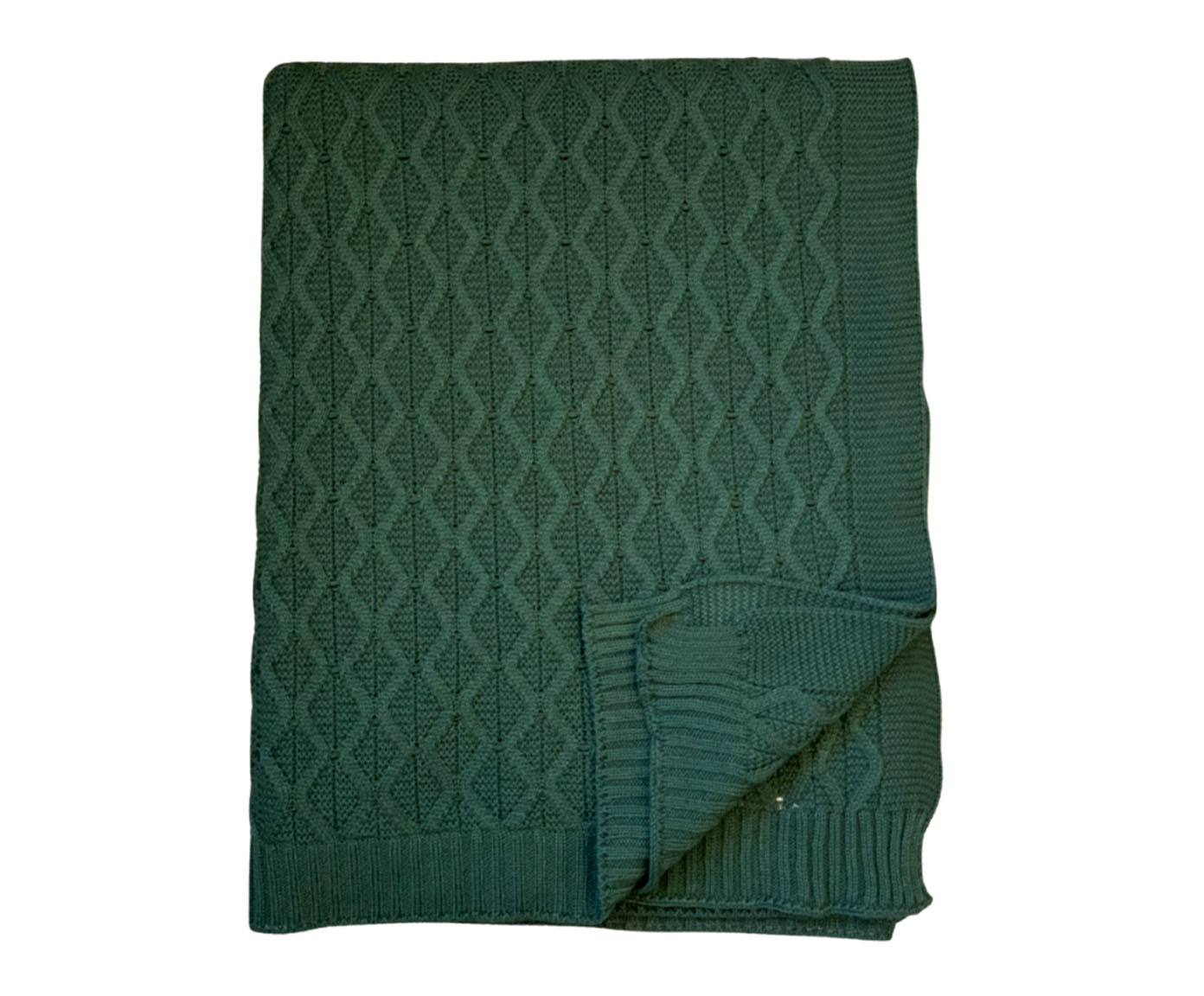 Manta em Tric&ocirc; Entrelace - Verde Musgo - image 0