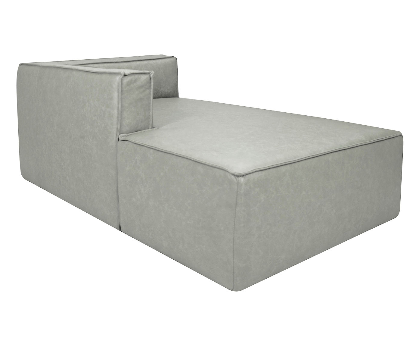 Sof&aacute; M&oacute;dulo Chaise Esquerdo Mensa em Couro Cinza image number 3
