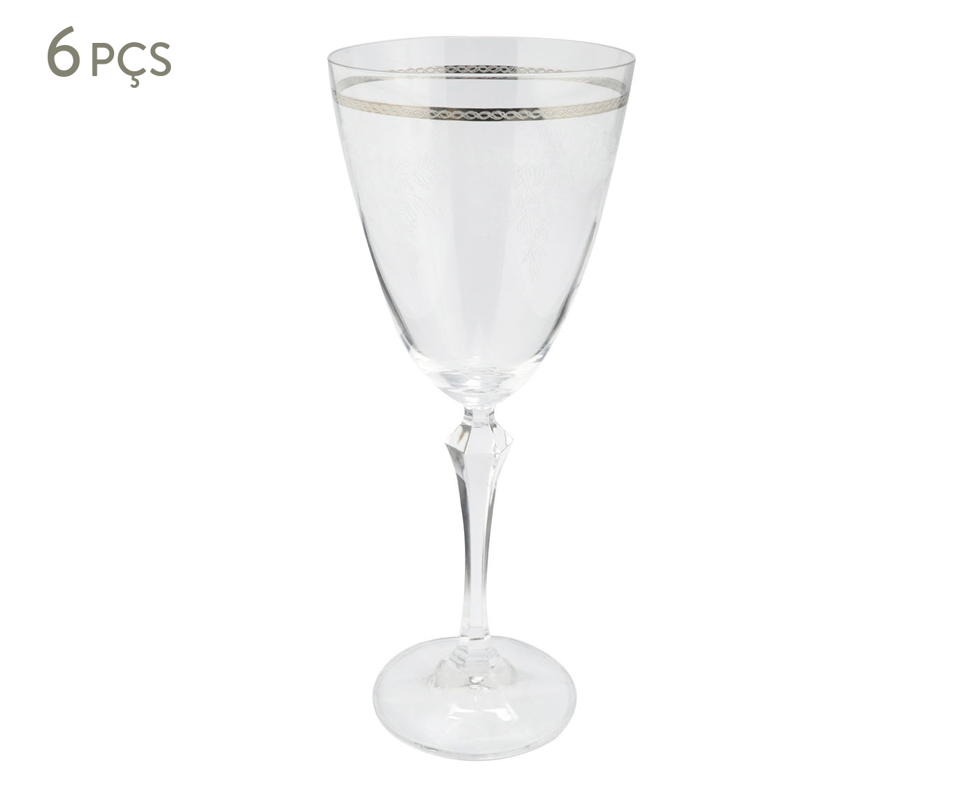 Jogo de Ta&ccedil;as para &Aacute;gua Elizabeth em Cristal Platinum Rim image number 0