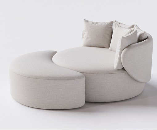 Chaise Luna com Puff Tecido Off White image number 2
