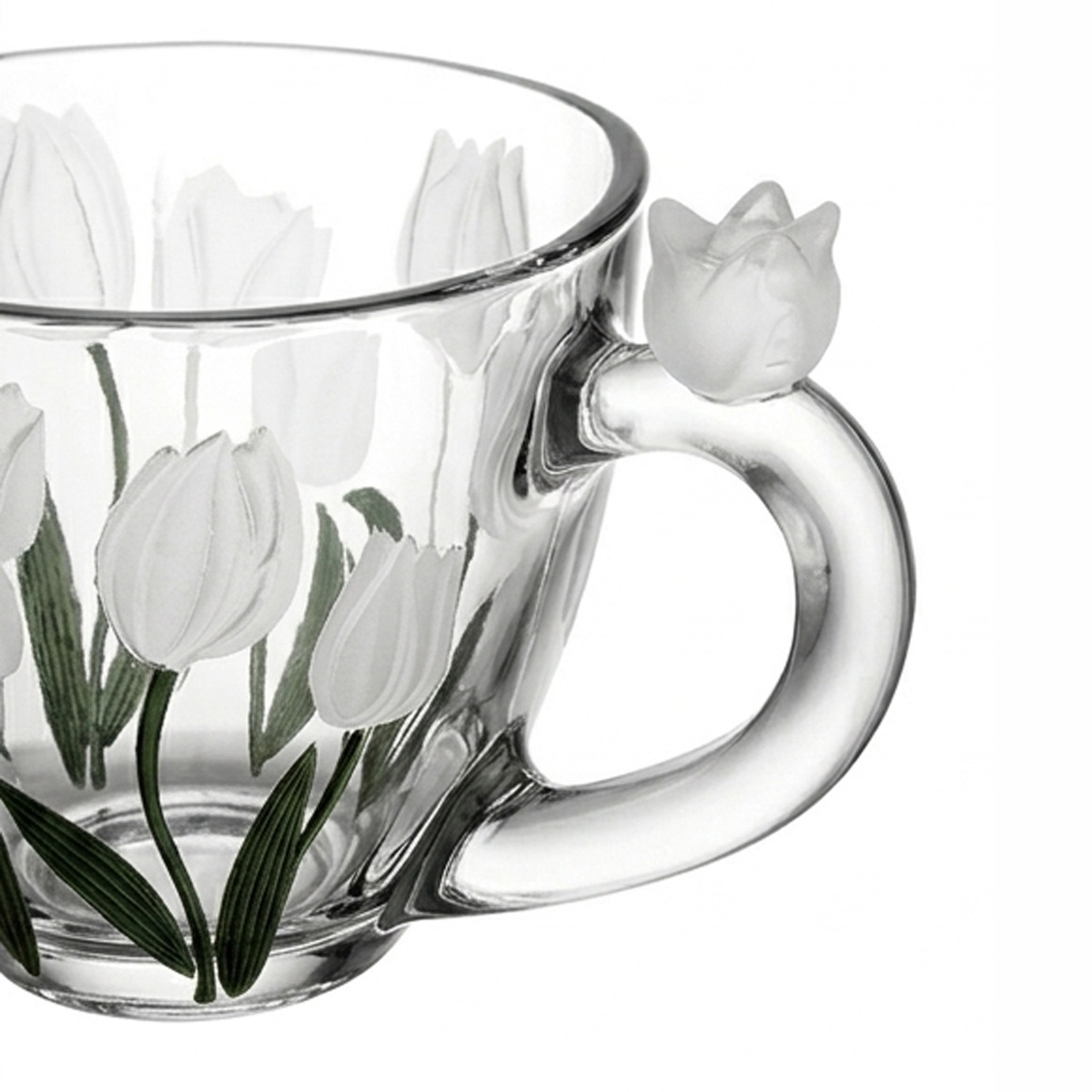 Jogo de X&iacute;caras para Caf&eacute; em Cristal Ecol&oacute;gico Tulipa Verde image number 3