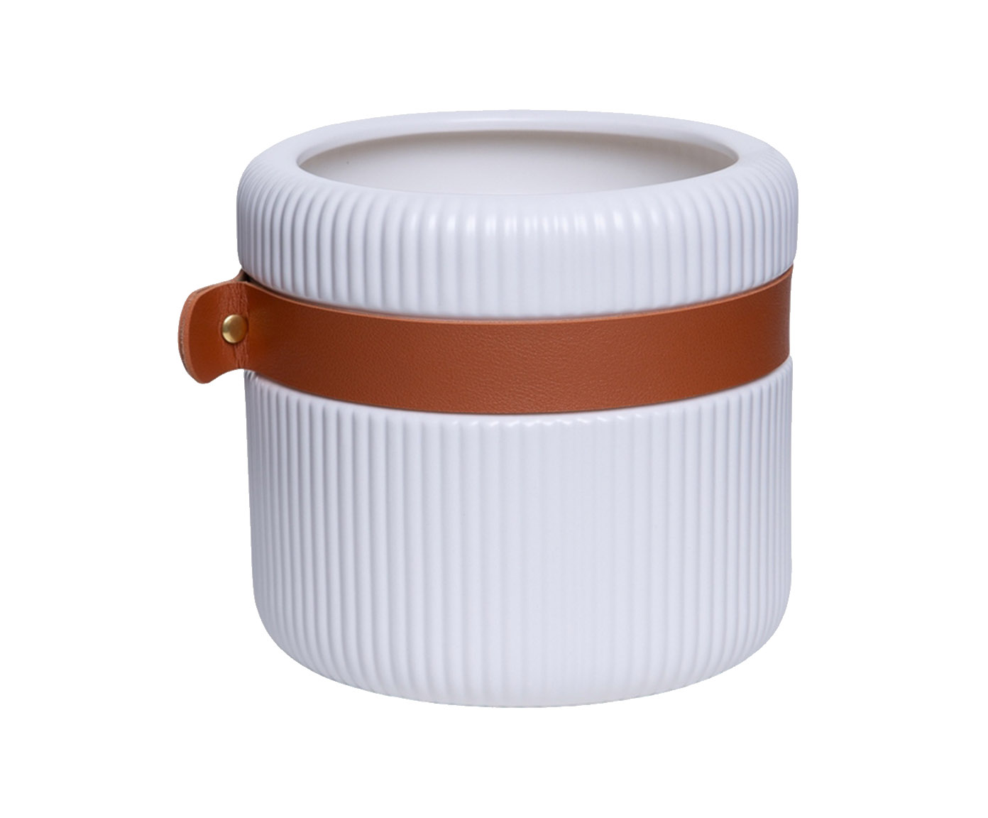 Cachepot com detalhe em Couro image number 0