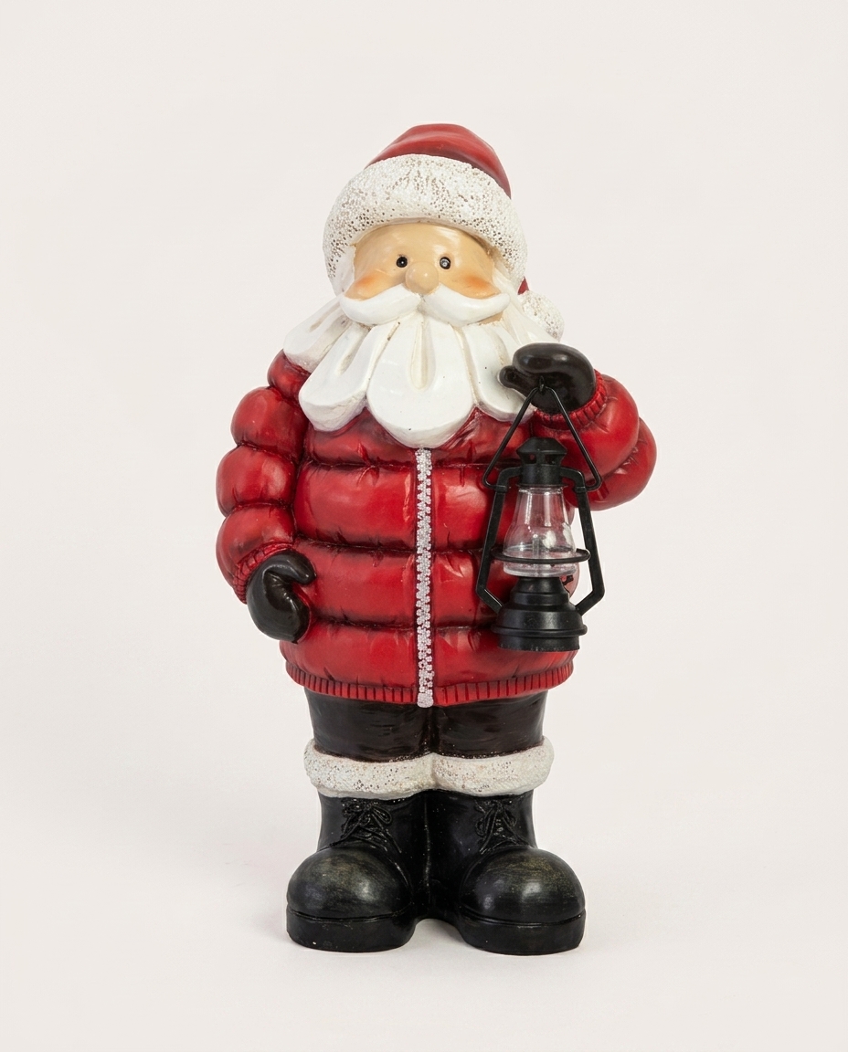 Figura Decorativa Noel com Lanterna em Resina - image 0