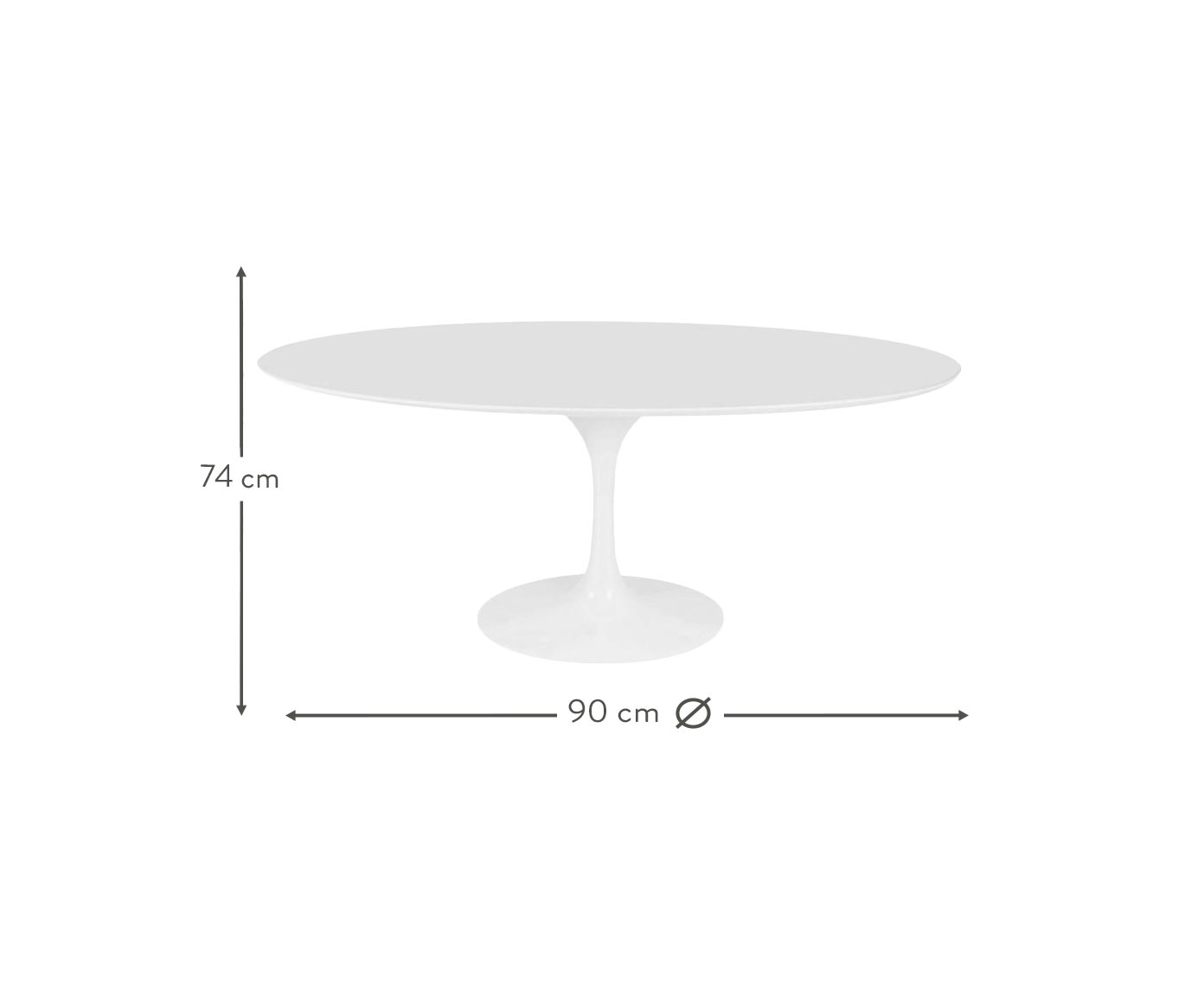 Mesa Saarinen Oval Quartzo com Base Branca image number 4