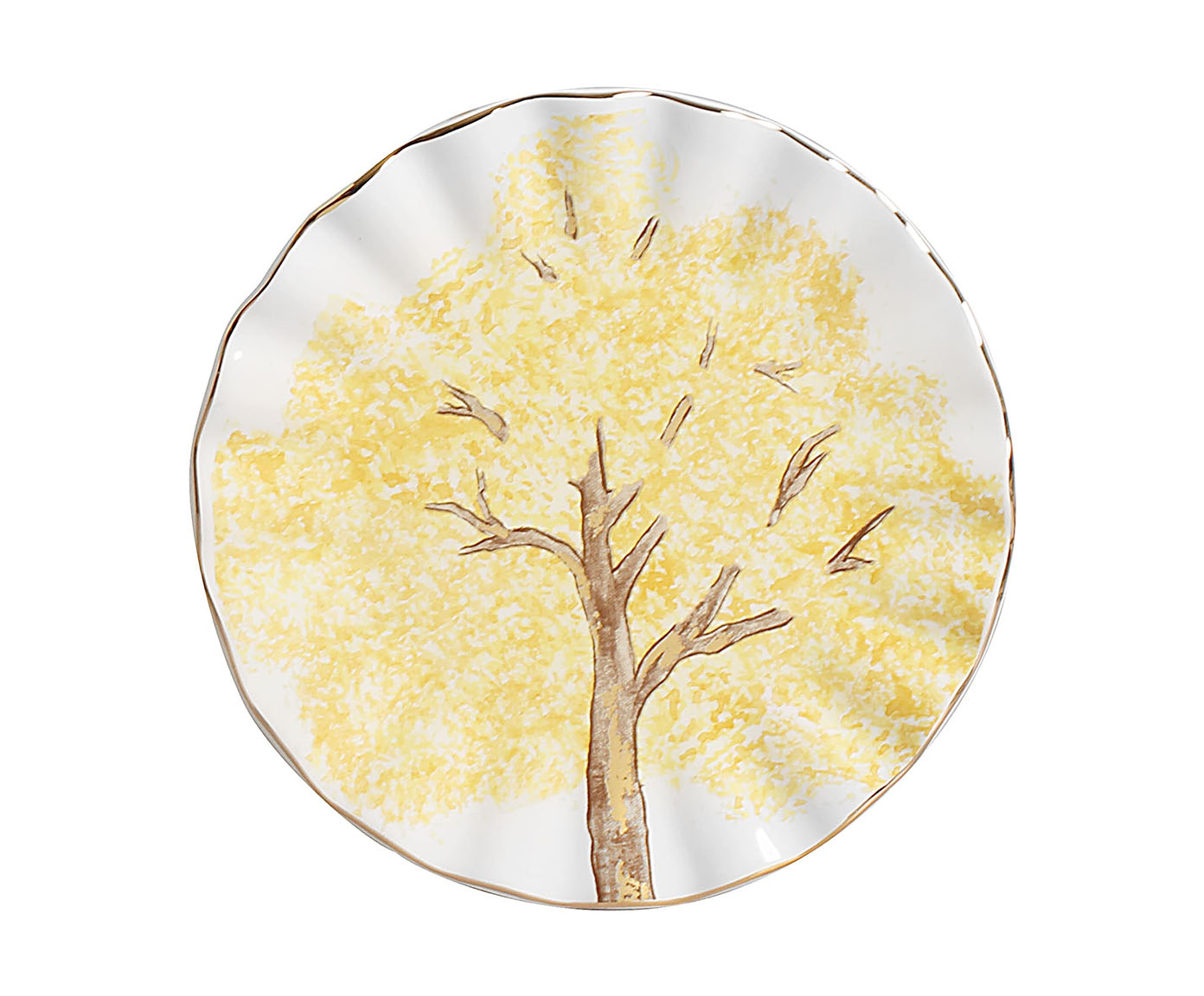 Jogo de Prato Sobremesa com Filete Ouro Ype Amarelo - image 0