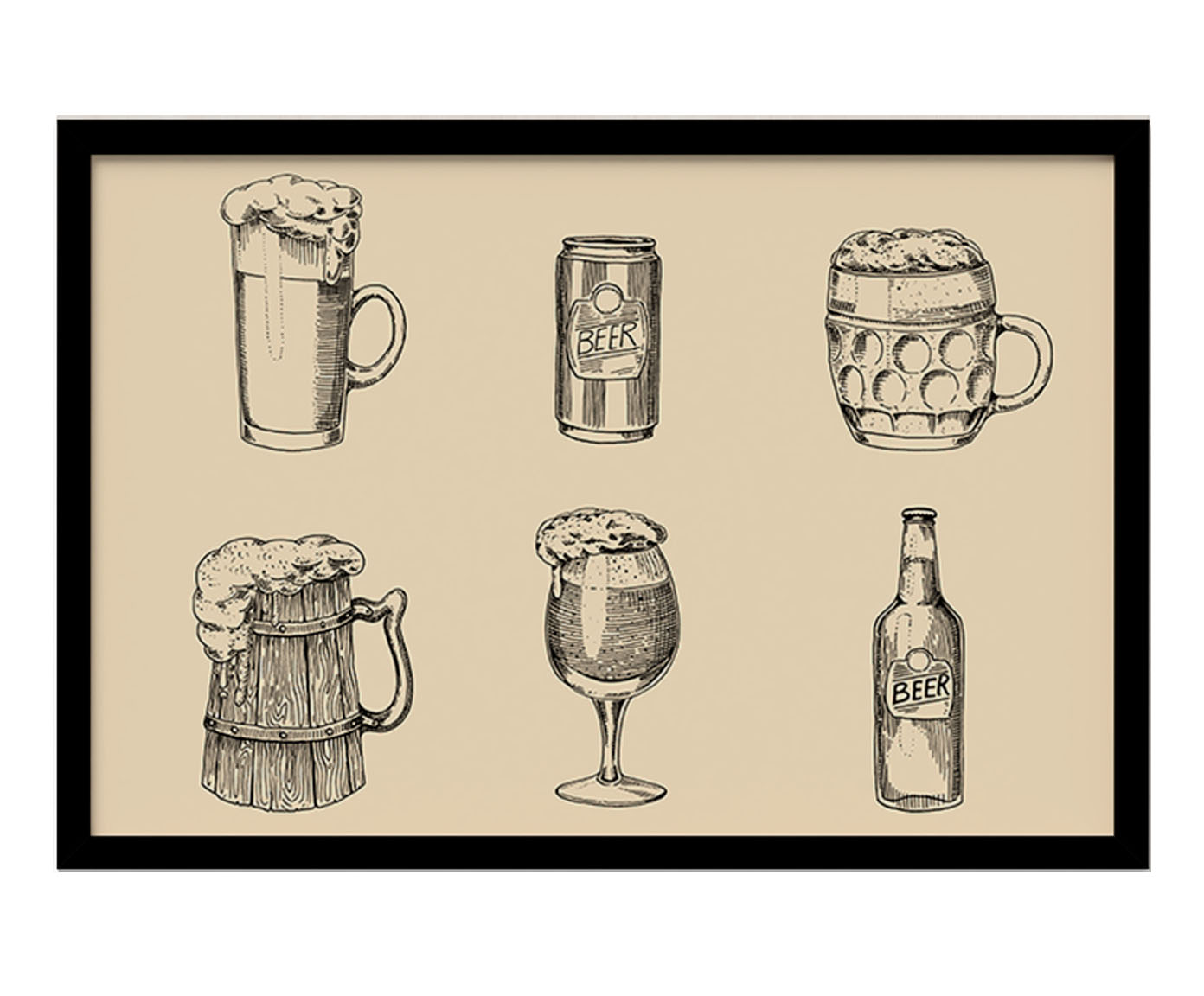 Quadro Cerveja com Moldura Preta - image 1