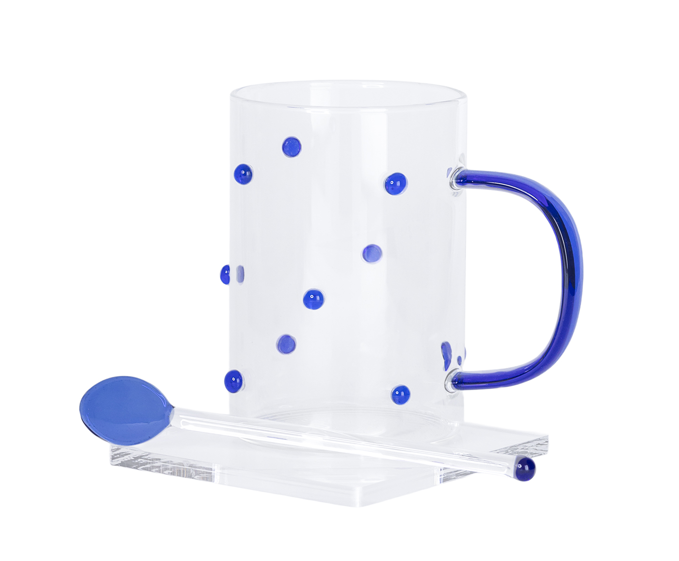 Caneca Azul com Colher e Pires image number 0