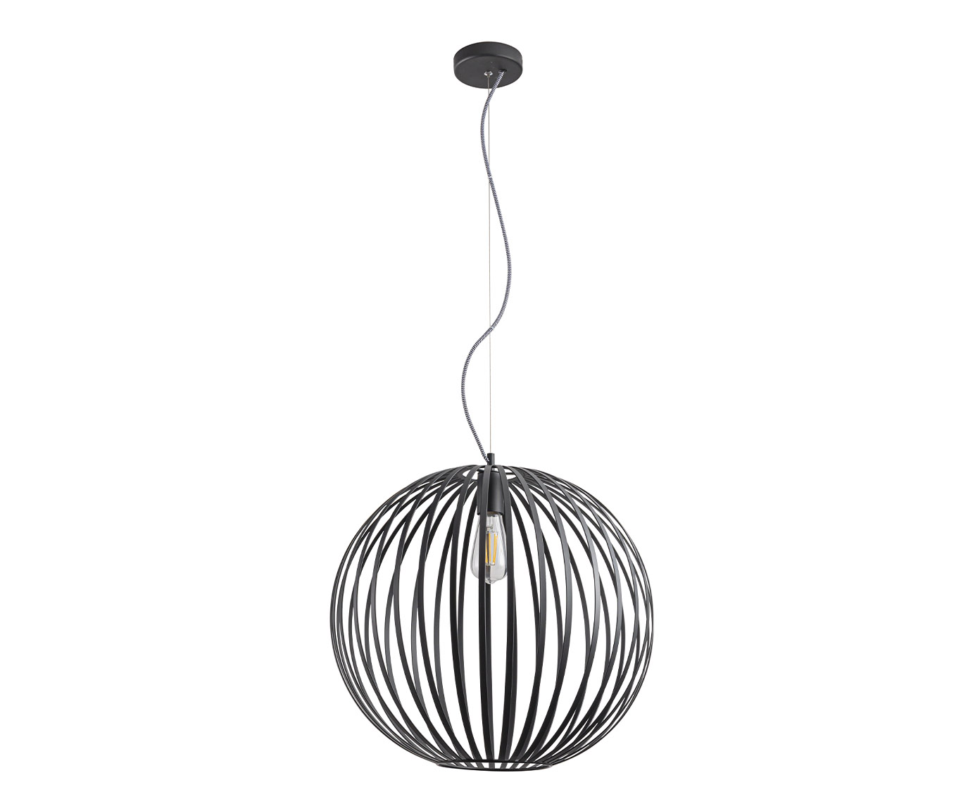 Pendente Globe Metal Preto Cabo Preto e Branco Bivolt image number 0