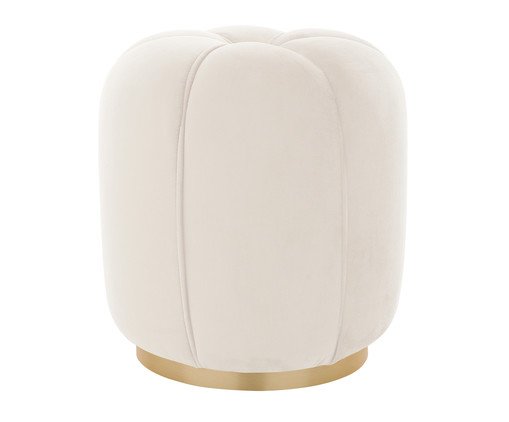 Puff Luna com Base Dourada em Boucle Natural image number 0