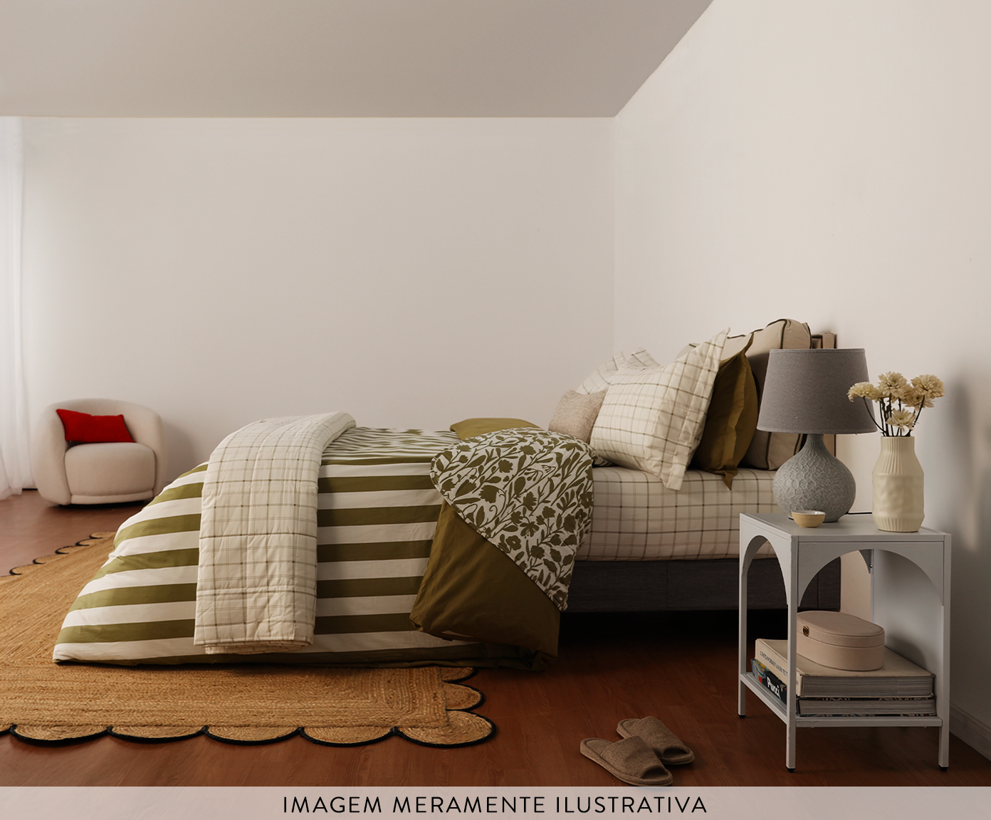 Duvet Listras Bold Verde Oliveira 200 Fios image number 3
