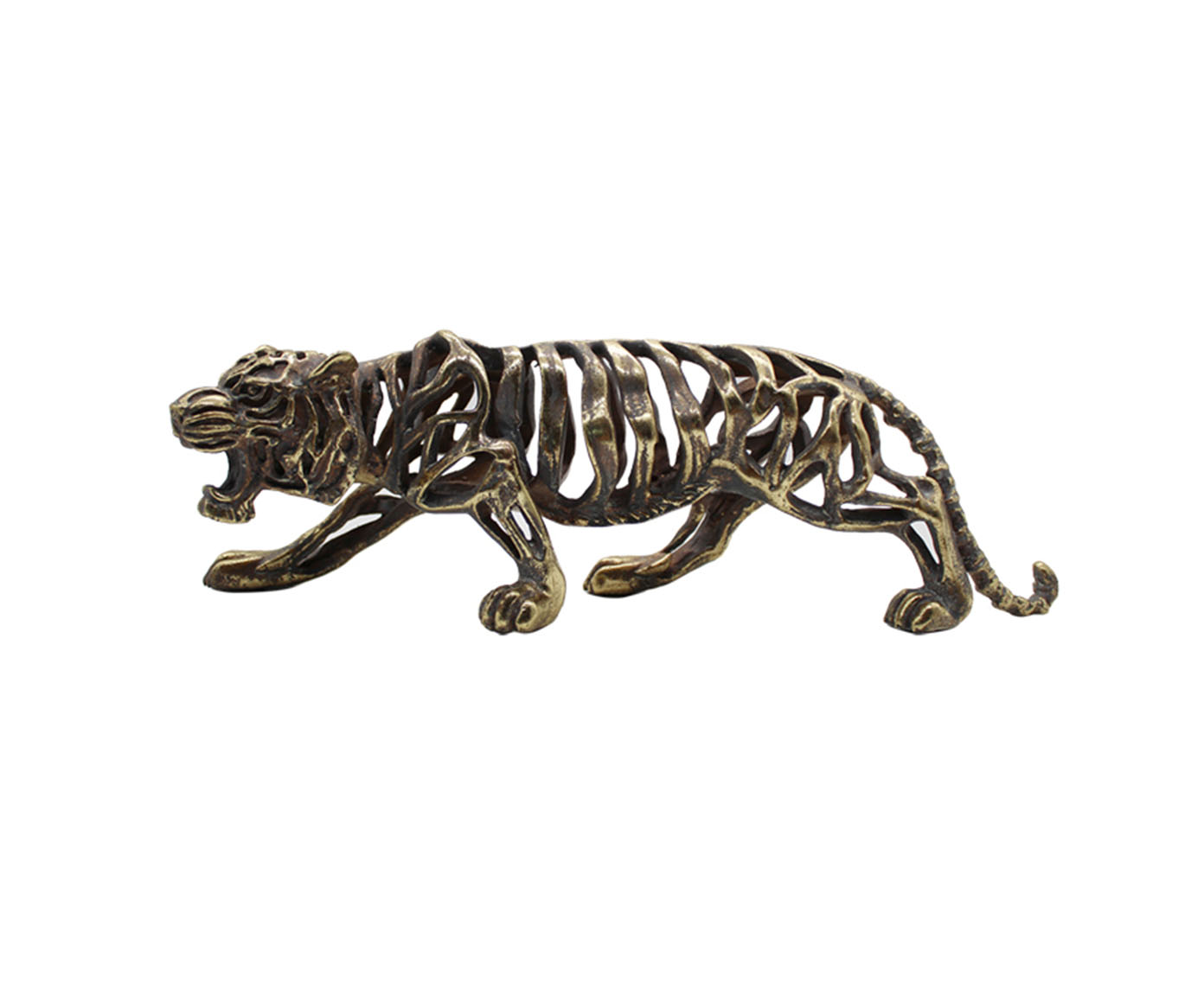 Adorno Tigre em Resina Dourado Envelhecido - image 0