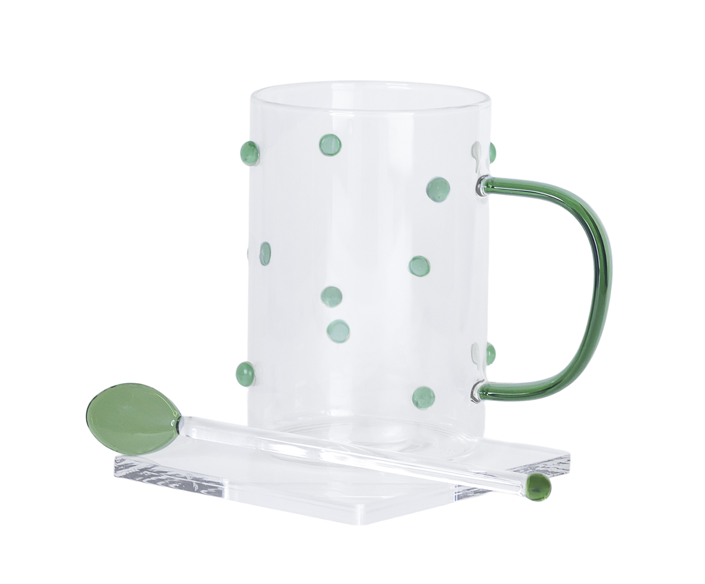 Caneca Verde com Colher e Pires - image 0