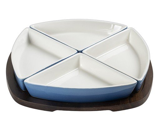 Jogo de Petisqueiras com Bandeja Mosaico Degrad&ecirc; Azul image number 0