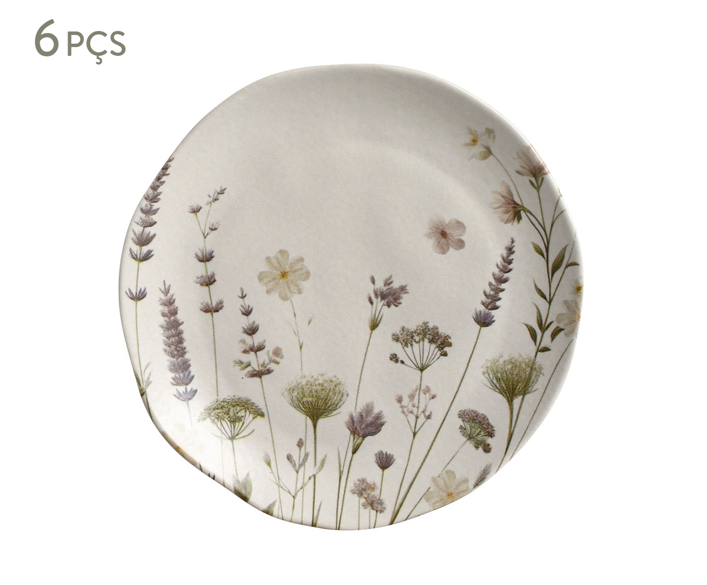 Jogo de Pratos para Sobremesa Org&acirc;nico Lavanda Floral - image 0