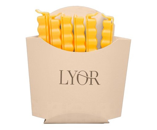 Jogo de Prendedores com Suporte French Fries Bege e Amarelo image number 0