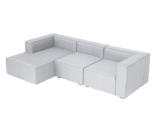 Sof&aacute; 3 M&oacute;dulos Chaise Mensa Cinza Claro image number 3