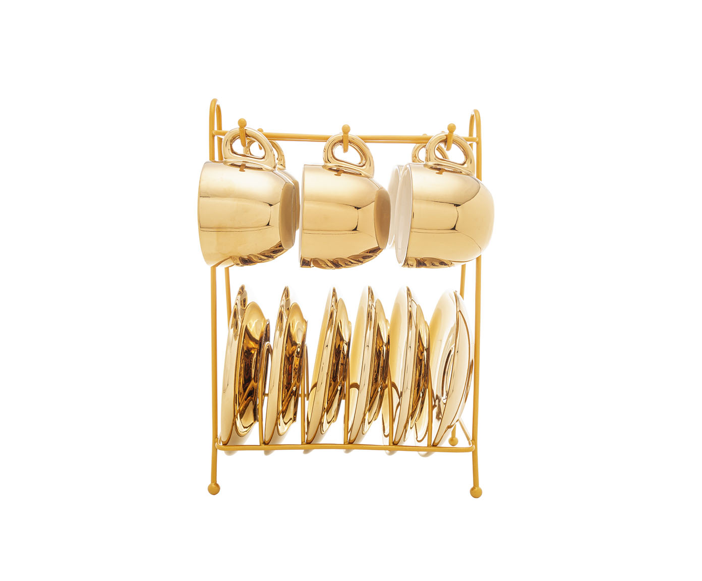 Jogo de X&iacute;caras para Caf&eacute;em Porcelana com Suporte Versa Dourado image number 1
