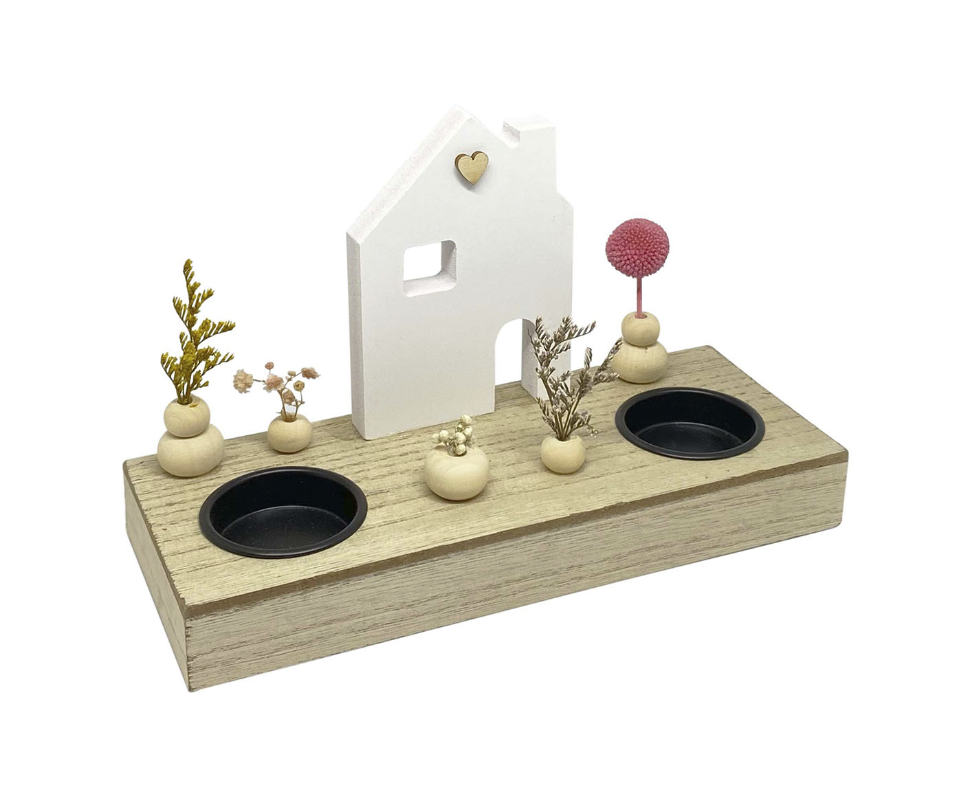 Decor Mesa Town 2 Candles Natural e Branco image number 2
